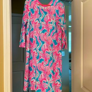 NWT Lilly Pulitzer Charley Dress in Bermuda Blue Turtle Eclipse of the Heart XL